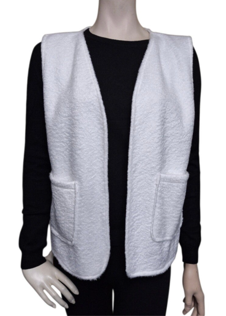 Bouclé gilet met zakken wit