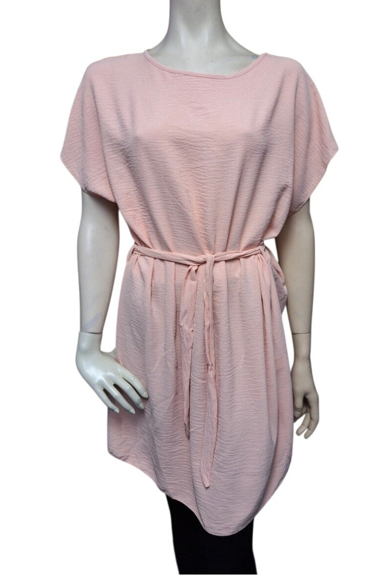 Lange T-shirt jurk licht roze