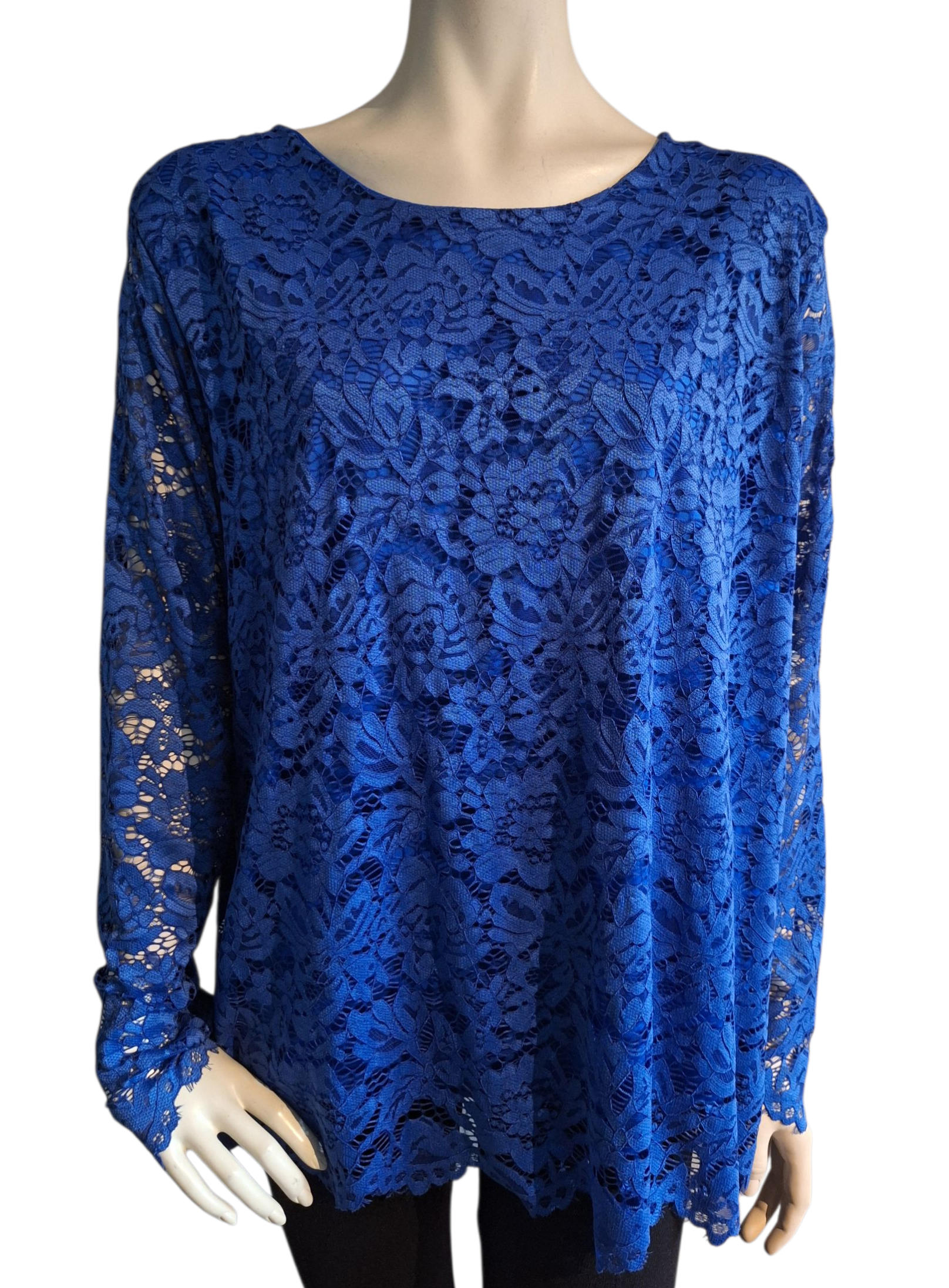 Kanten blouse kobaltblauw