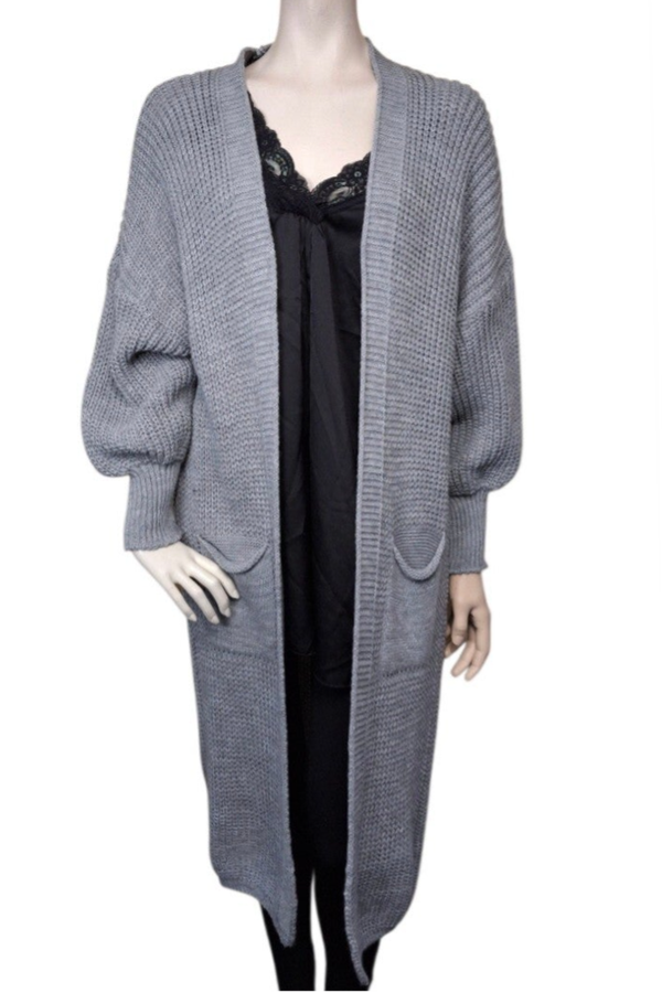 Lange vest grof gebreid grijs