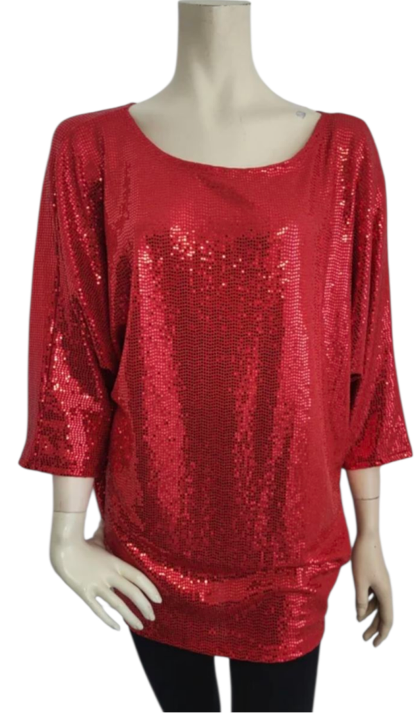 Glitter shirt 3/4 mouw rood