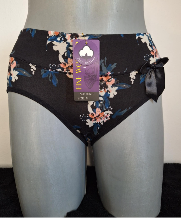 Fine woman dames slip bloem print zwart