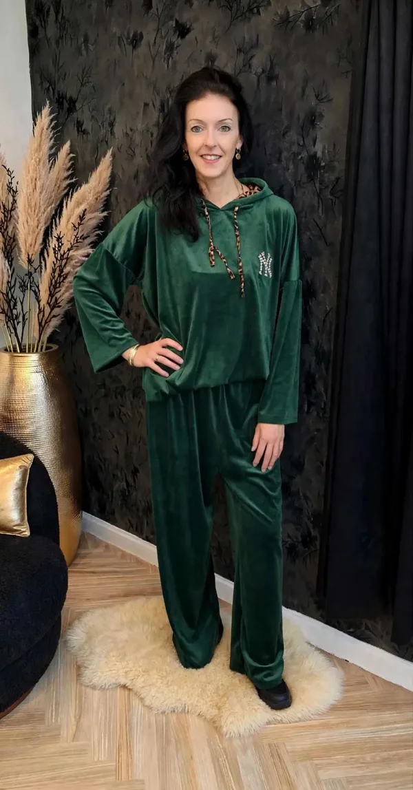 Velvet 2-delige dames set – Donker Groen