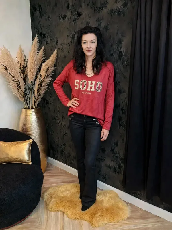 Dames Sweater SoHo Bordeaux Rood - Warme Trui Met Fleece