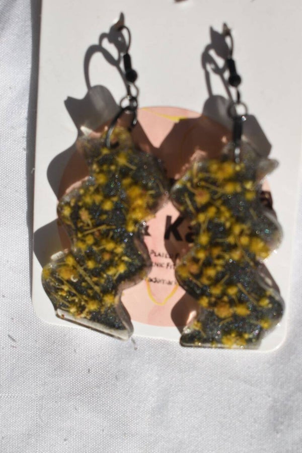 Be It Wattle Wavy Organic Blob Earrings - Charcoal Glitter