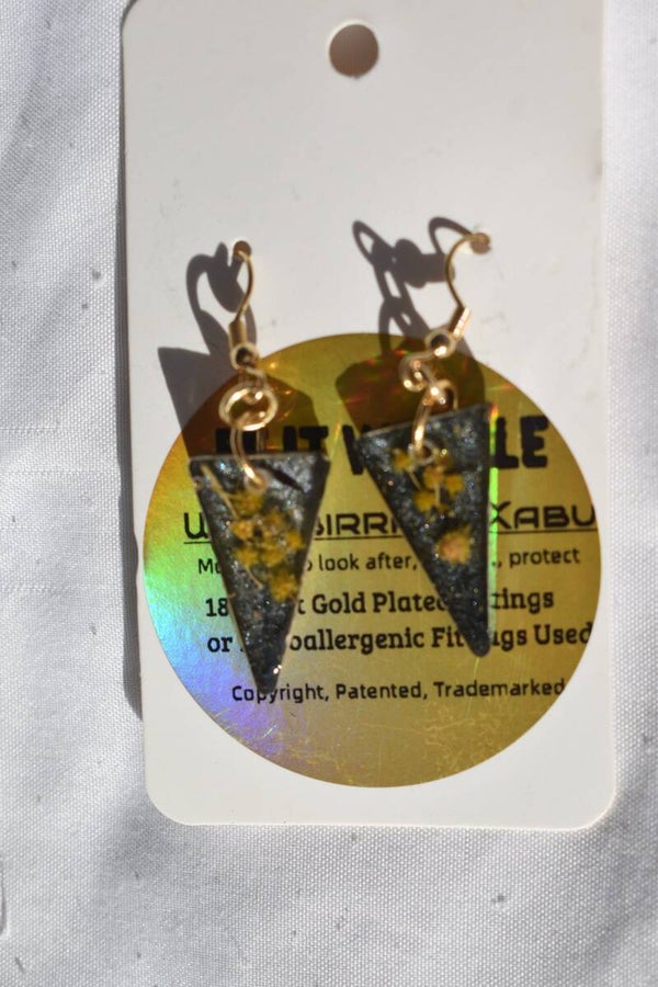 Be It Wattle Triangle Earrings - Charcoal Glitter