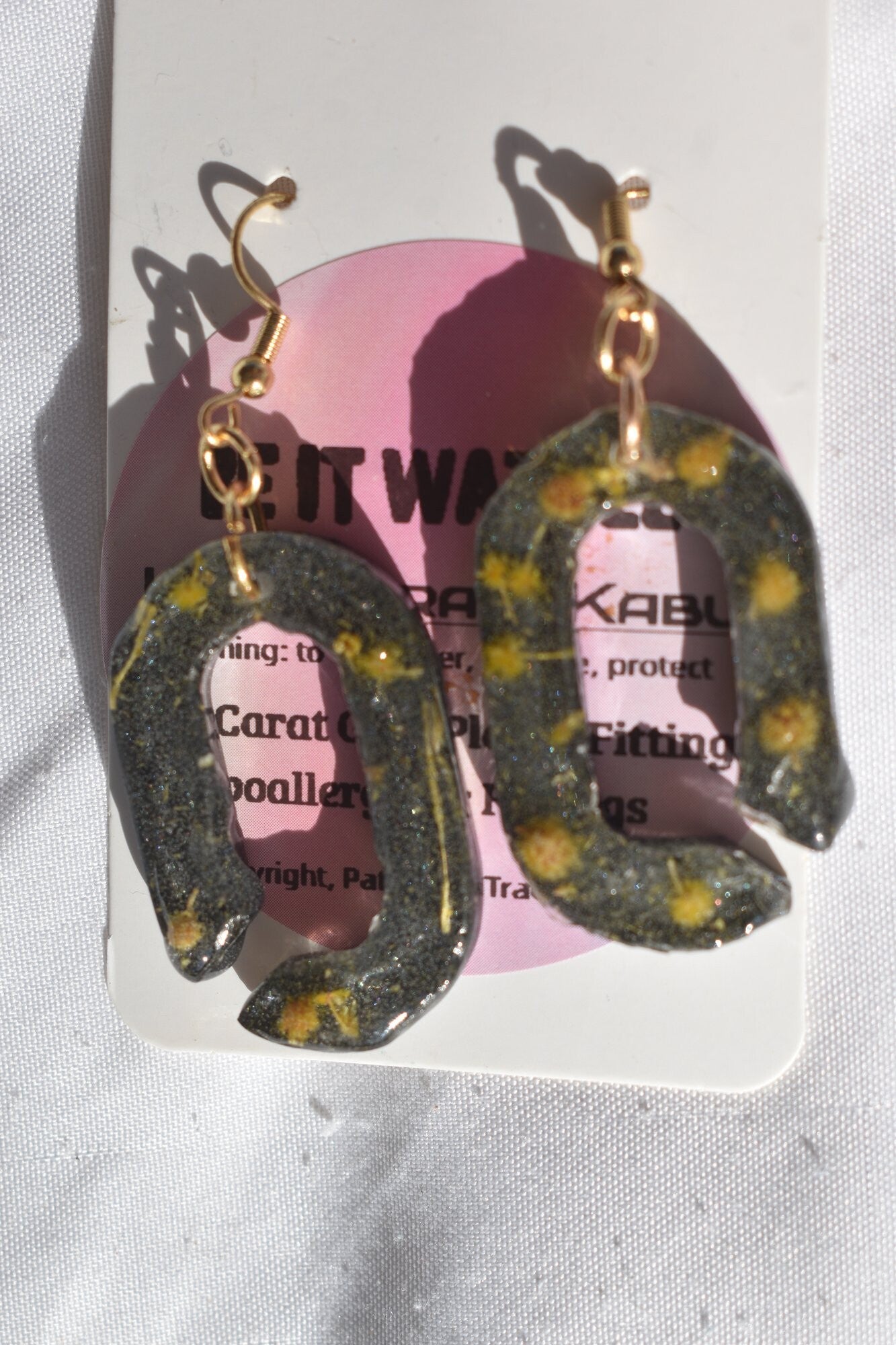 Be It Wattle Open Organic Ring Earrings - Charcoal Glitter