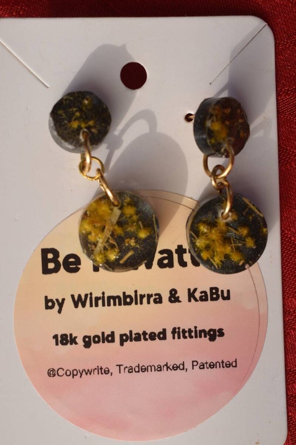 Be It Wattle Round Dangle & Stud Combo Earrings - Charcoal Glitter