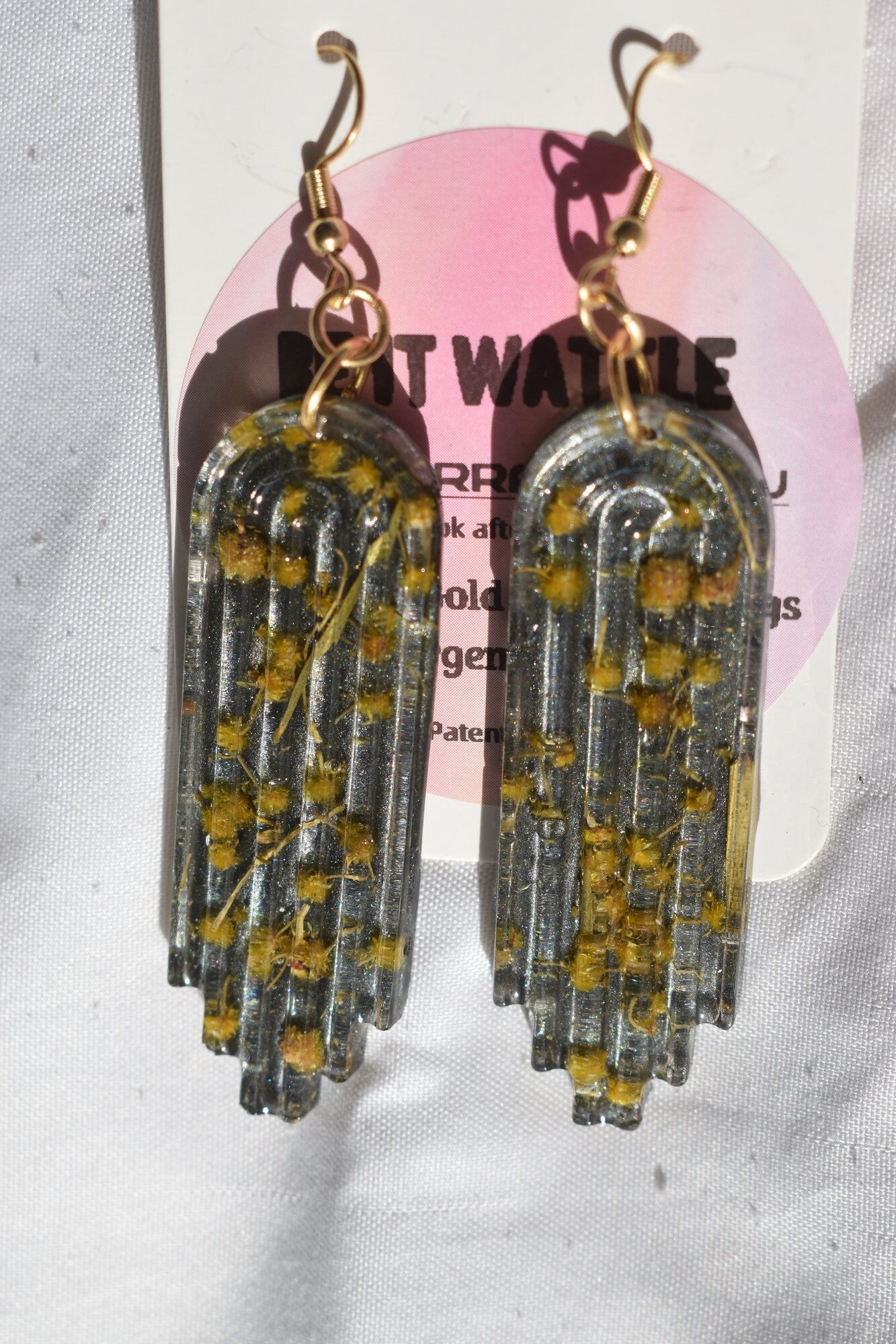 Be It Wattle Stepped Arch Earrings - Charcoal Glitter