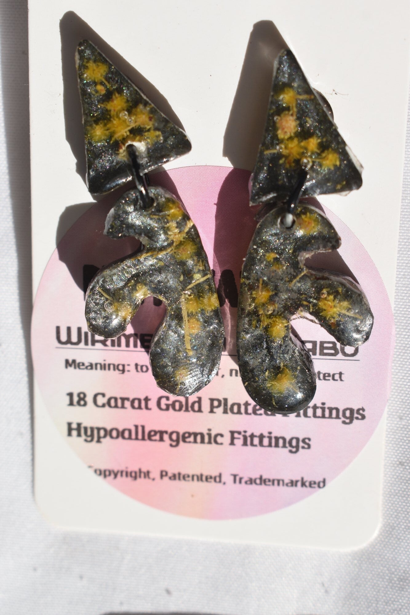 Be It Wattle Lobed Arrowhead Earrings - Charcoal Glitter