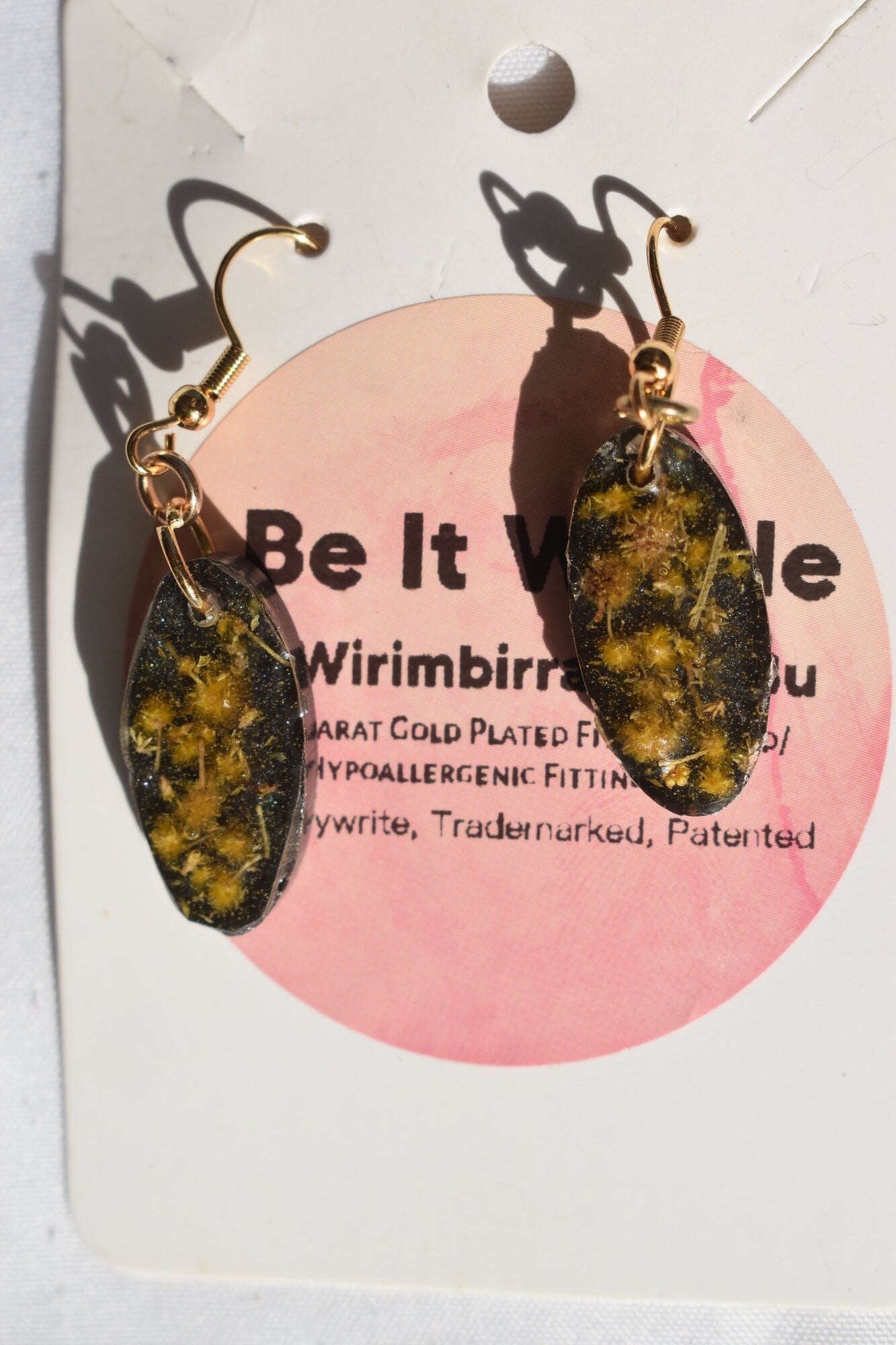 Be It Wattle Elongated Oval Earrings - Charcoal Glitter