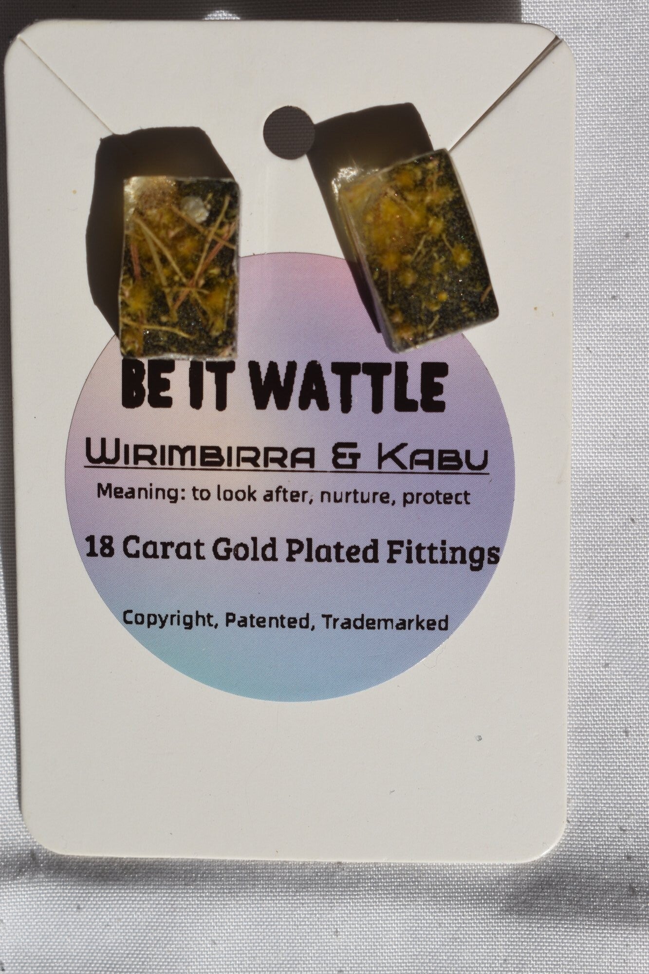 Be It Wattle Rectangle Stud Earrings - Charcoal Glitter