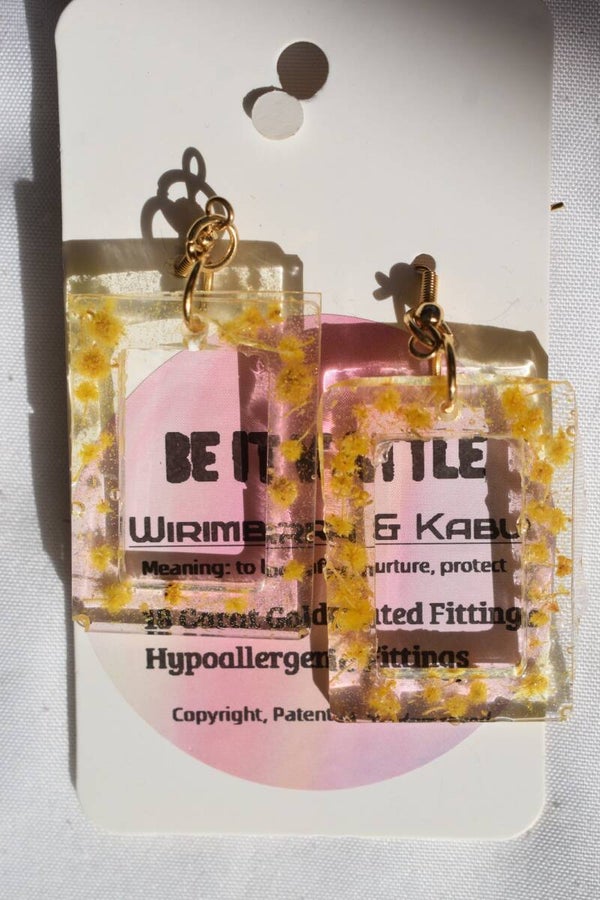 Be It Wattle Hollow Rectangle Frame Earrings - Clear