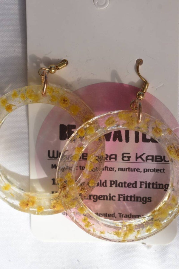 Be It Wattle Round Hoop With Small Ring Dangle Earrings - Clear