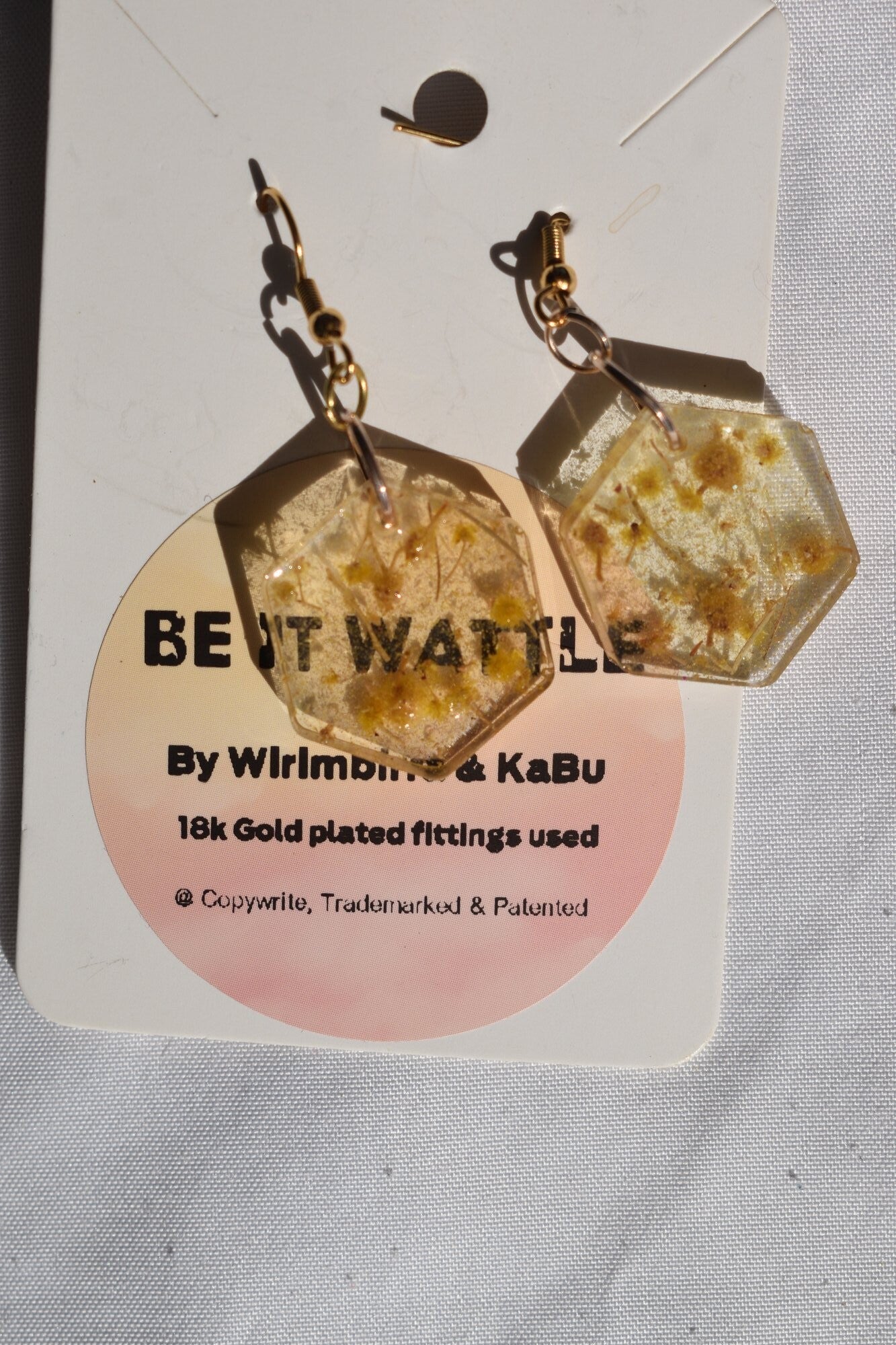 Be It Wattle Hexagon Earrings - Clear
