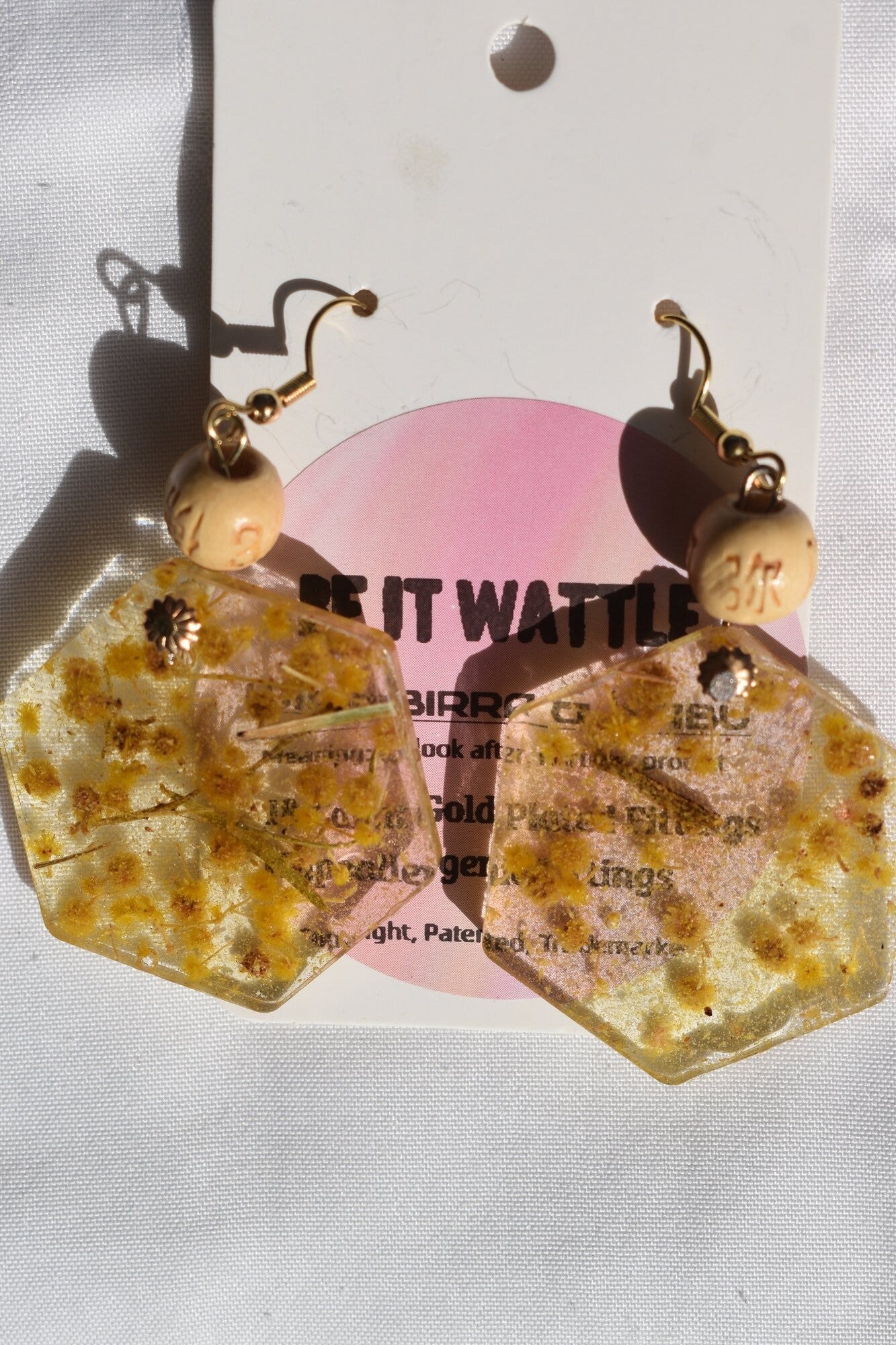 Be It Wattle Hexagon Earrings - Clear