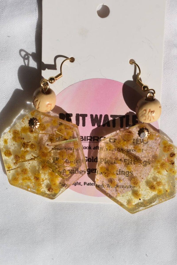 Be It Wattle Hexagon Earrings - Clear