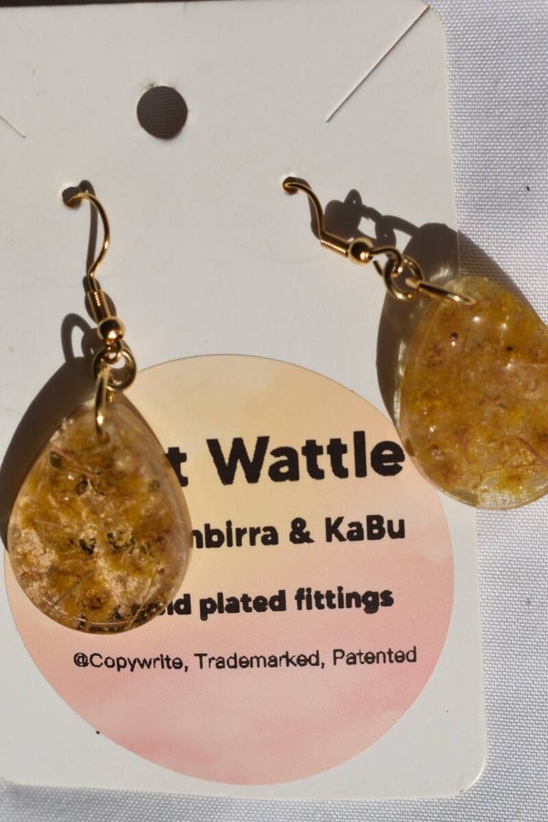 Be It Wattle Round Teardrop Earrings - Amber