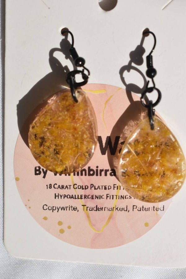 Be It Wattle Round Teardrop Earrings - Amber