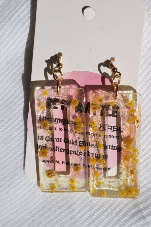 Be It Wattle Hollow Rectangle Frame Earrings - Clear