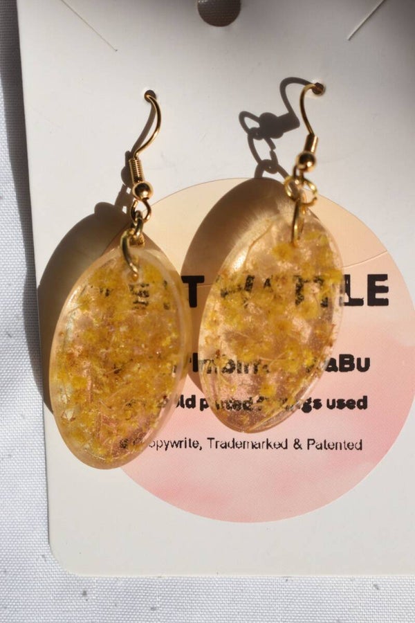 Be It Wattle Oval Earrings - Amber