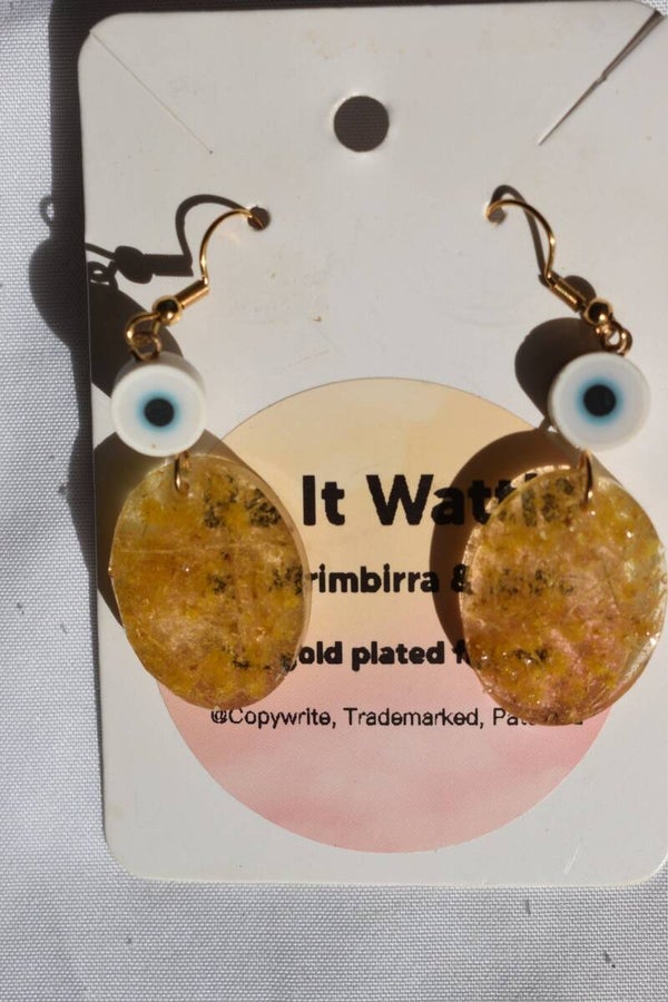 Be It Wattle Oval Earrings - Amber