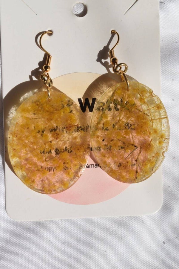 Be It Wattle Large Oval Earrings - Amber