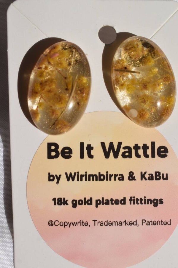 Be It Wattle Small Oval Earrings - Clear