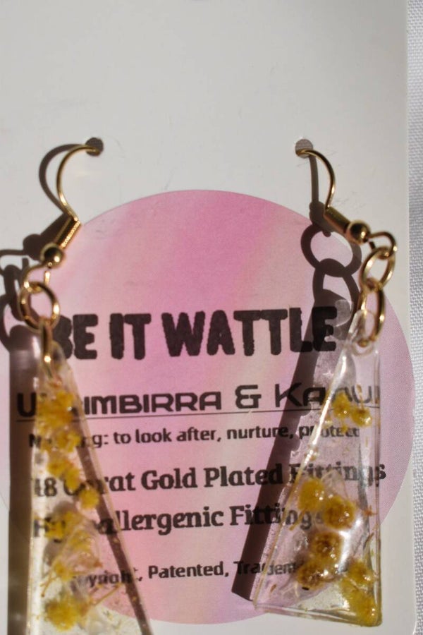 Be It Wattle Rectangle Earrings - Clear