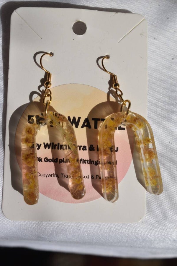 Be It Wattle Tall Arch Earrings - Amber