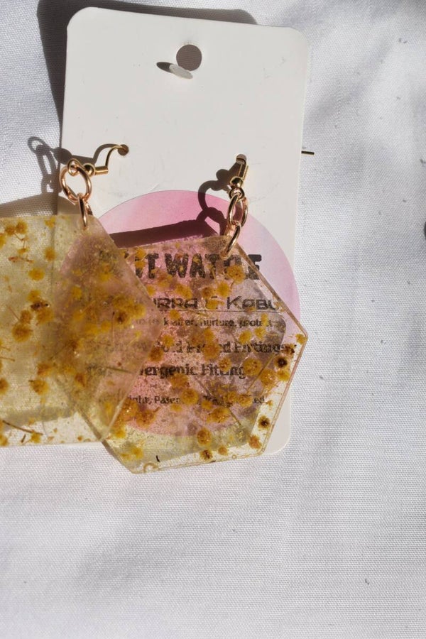 Be It Wattle Hexagon Earrings - Clear