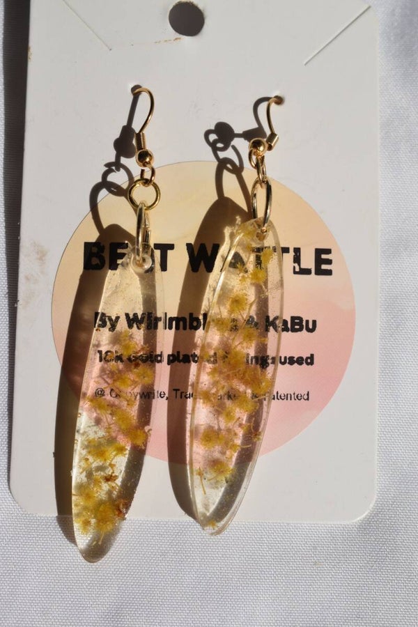 Be It Wattle Long Narrow Oval Earrings - Clear