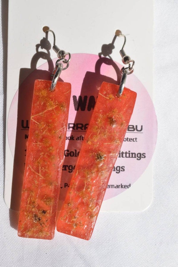 Be It Wattle Rectangle Earrings - Orange