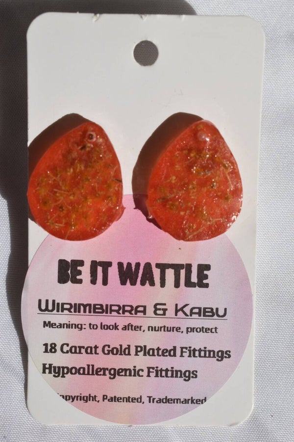 Be It Wattle Teardrop Earrings - Orange