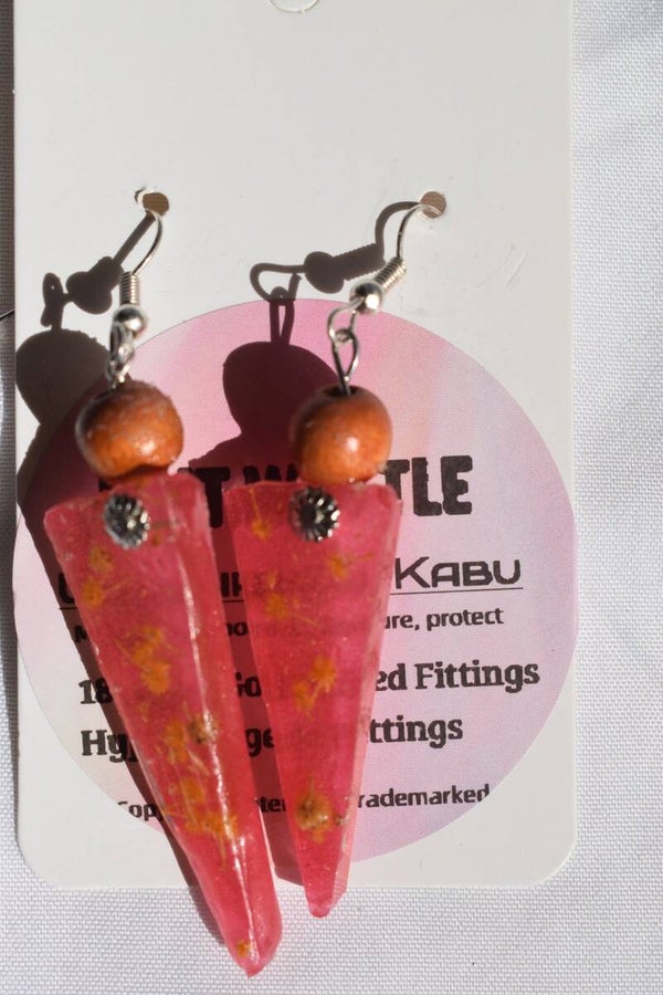 Be It Wattle Long Triangle Earrings - Pink