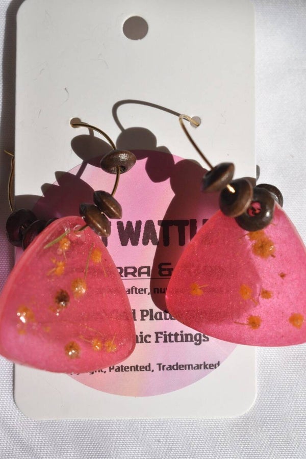 Be It Wattle Rounded Triangle Earrings - Pink