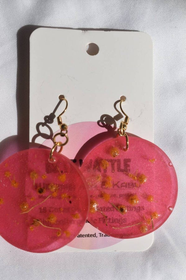 Be It Wattle Round Disc Earrings - Pink