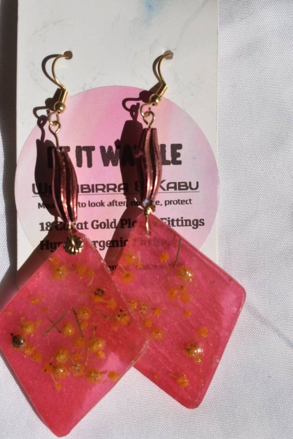 Be It Wattle Diamond Earrings - Pink