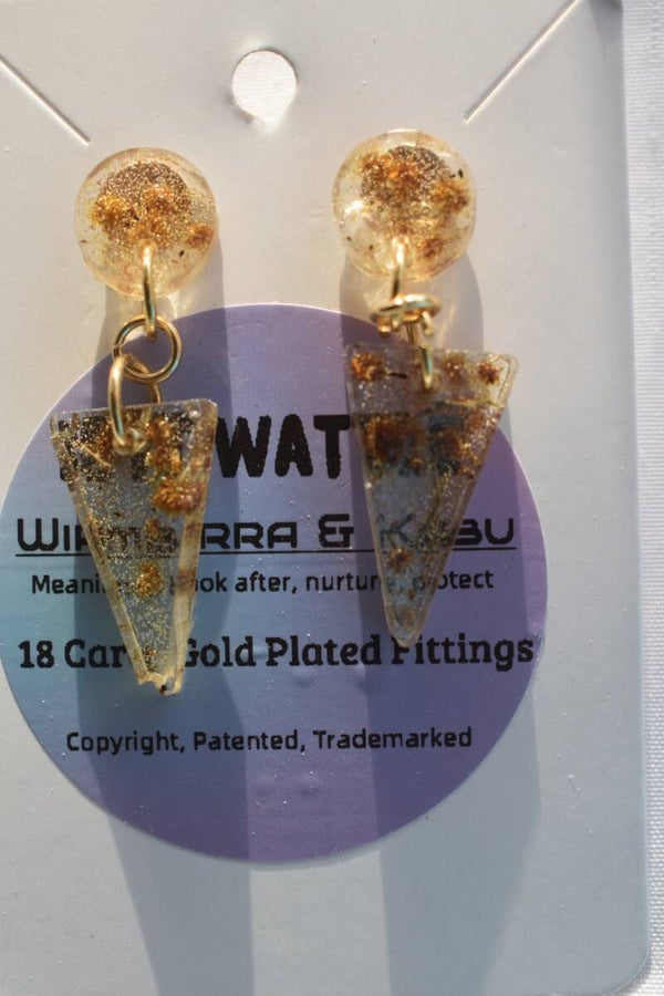 Be It Wattle Triangle With Round Disc Top Earrings - Clear