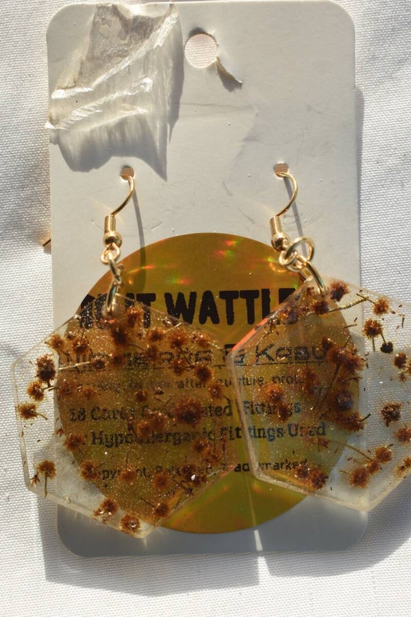 Be It Wattle Large Hexagon Earrings - Clear