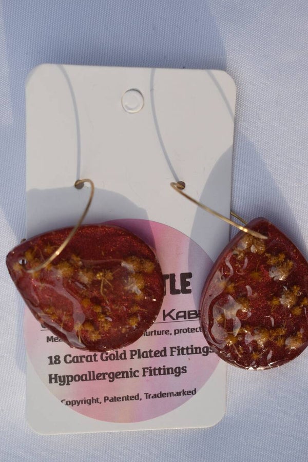Be It Wattle Teardrop Earrings - Burgundy