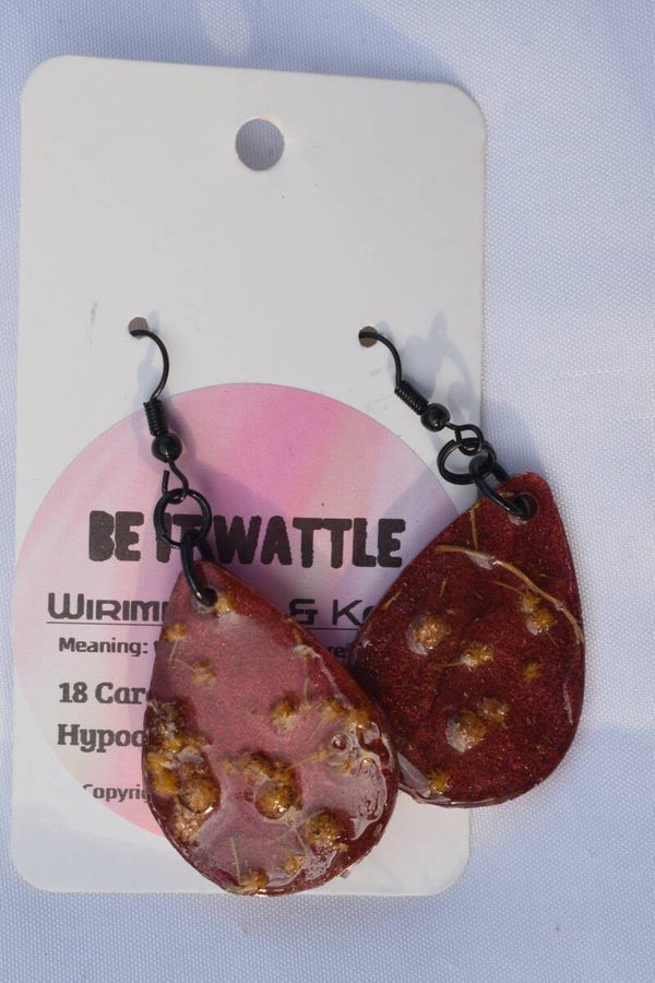Be It Wattle Small Teardrop Earrings - Burgundy