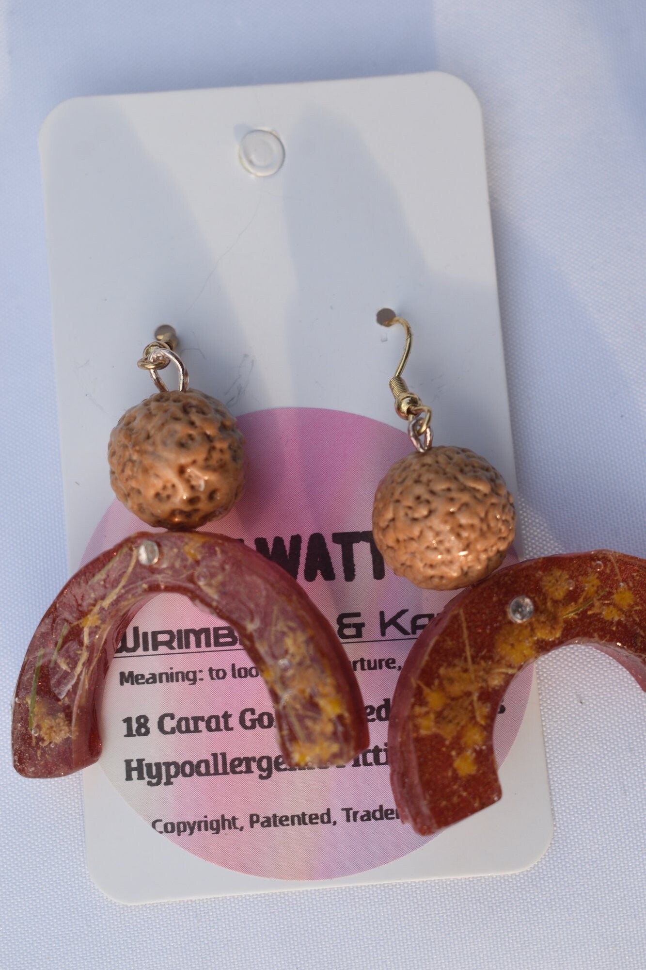 Be It Wattle Arch Earrings - Burgundy & Clear