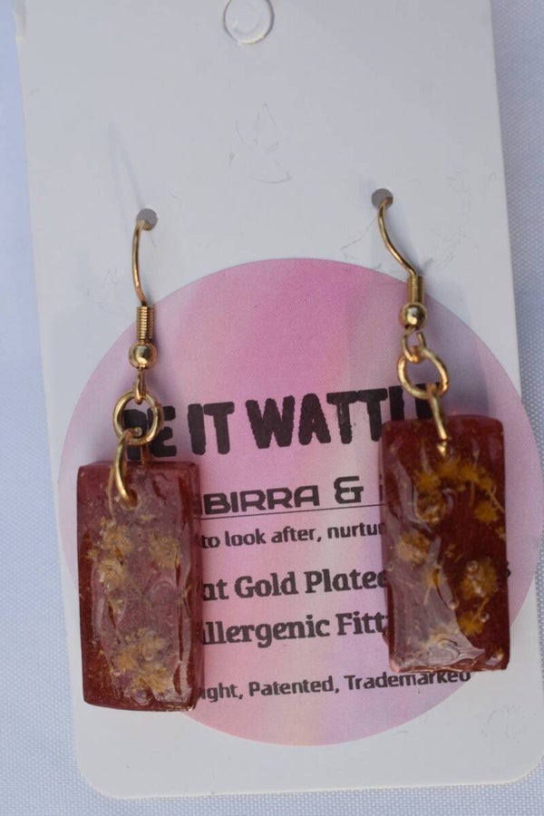 Be It Wattle Rectangle Earrings - Burgundy
