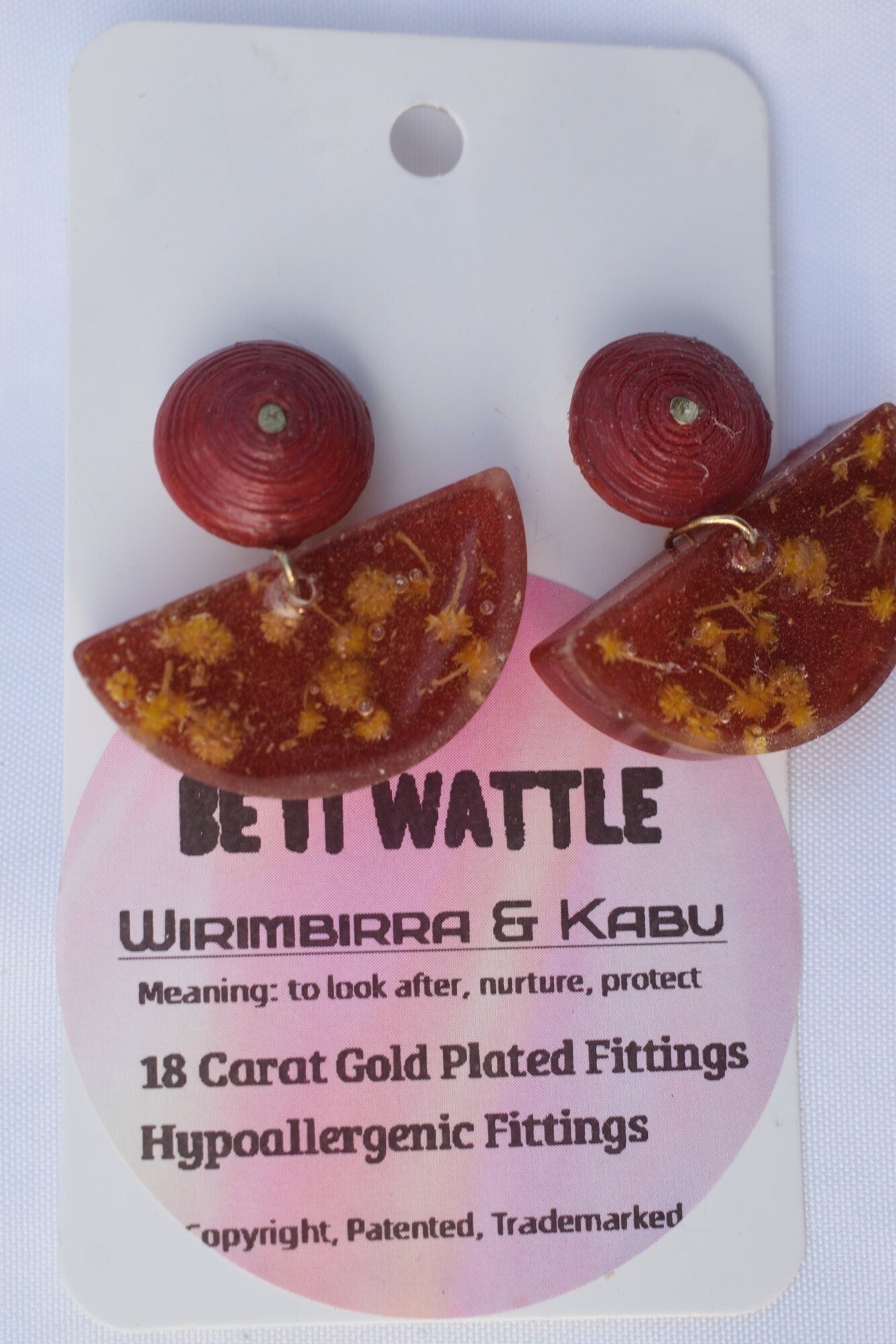 Be It Wattle Half-Circle Earrings - Burgundy