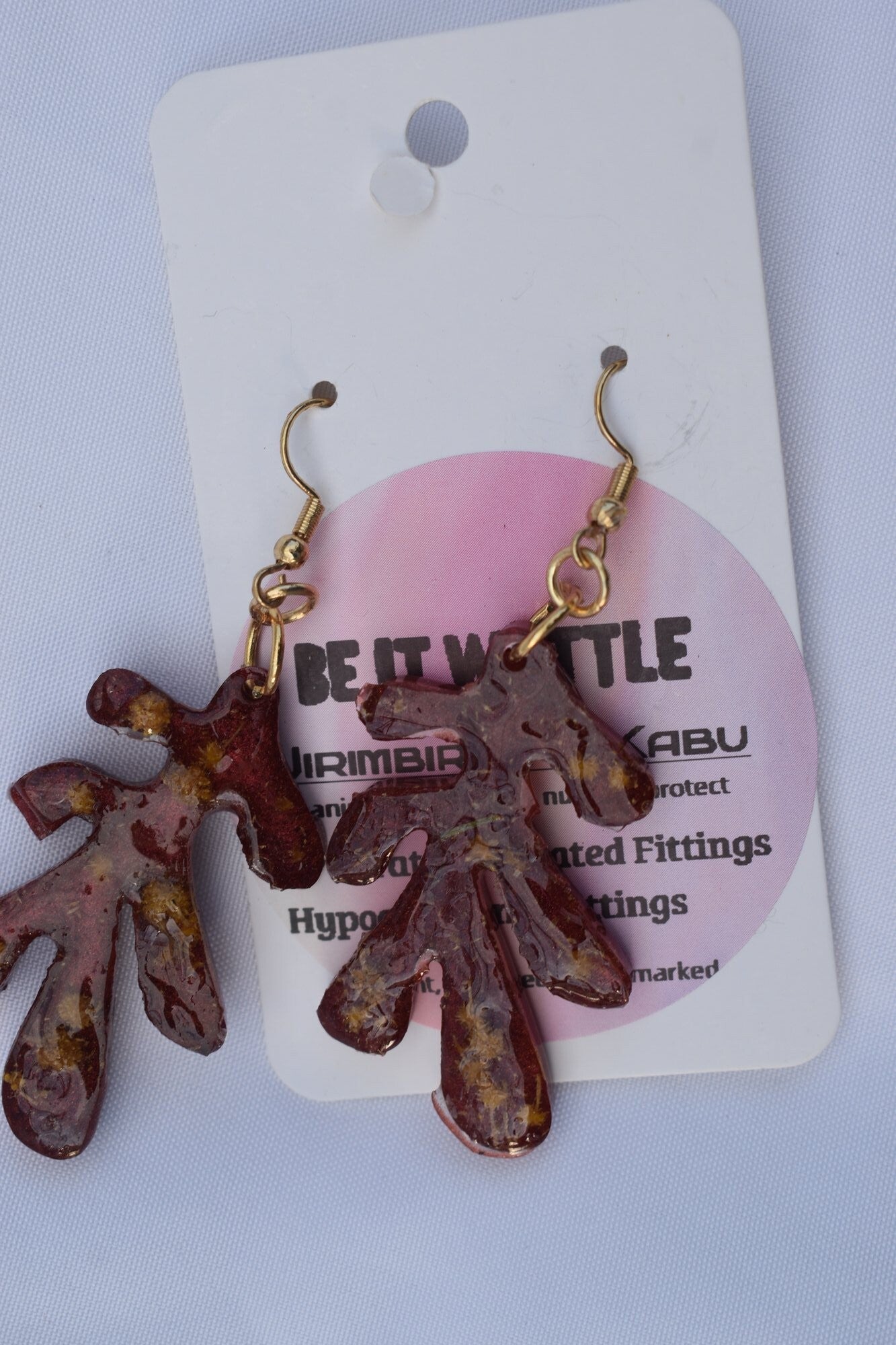Be It Wattle Coral Leaf Earrings - Burgundy