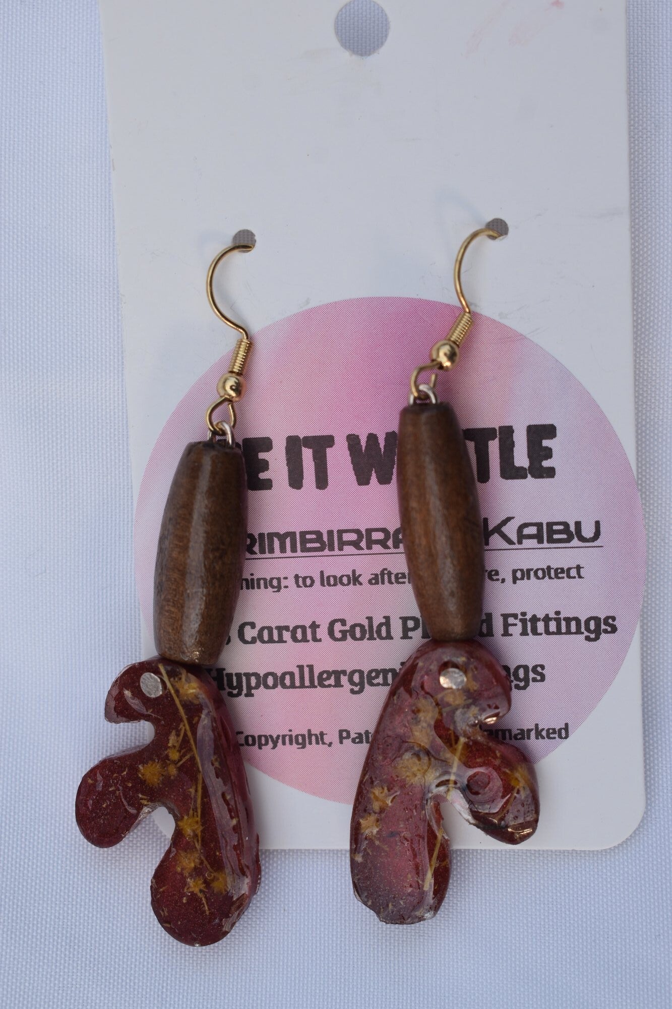 Be It Wattle Coral Leaf Earrings - Burgundy