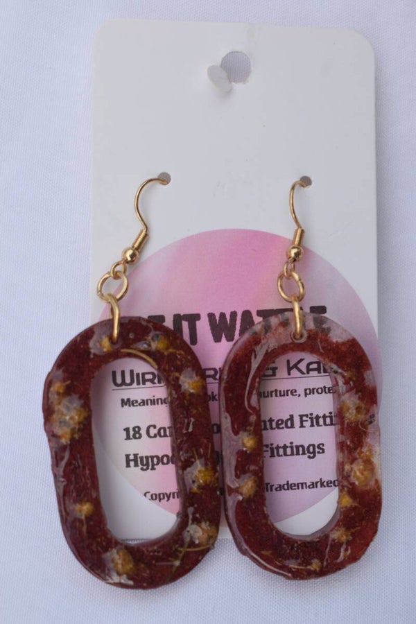 Be It Wattle Open Oval Hoop Earrings - Burgundy