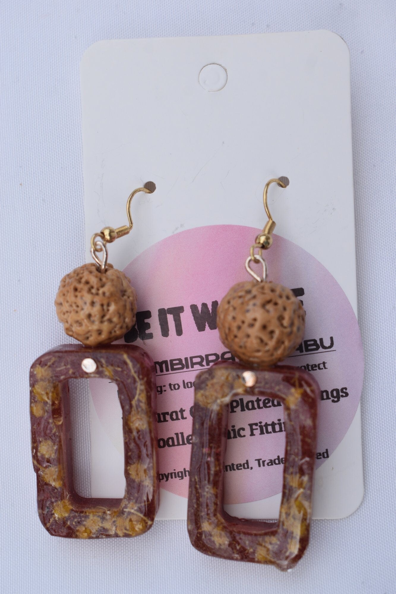 Be It Wattle Open Rectangle Hoop Earrings - Burgundy