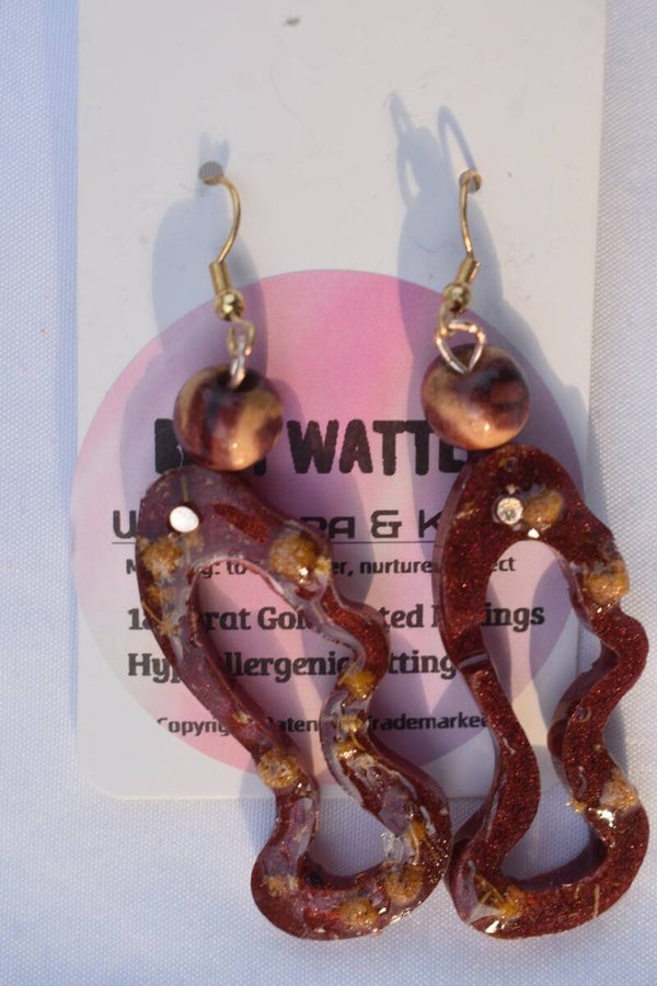 Be It Wattle Wavy Open Loop Earrings - Burgundy